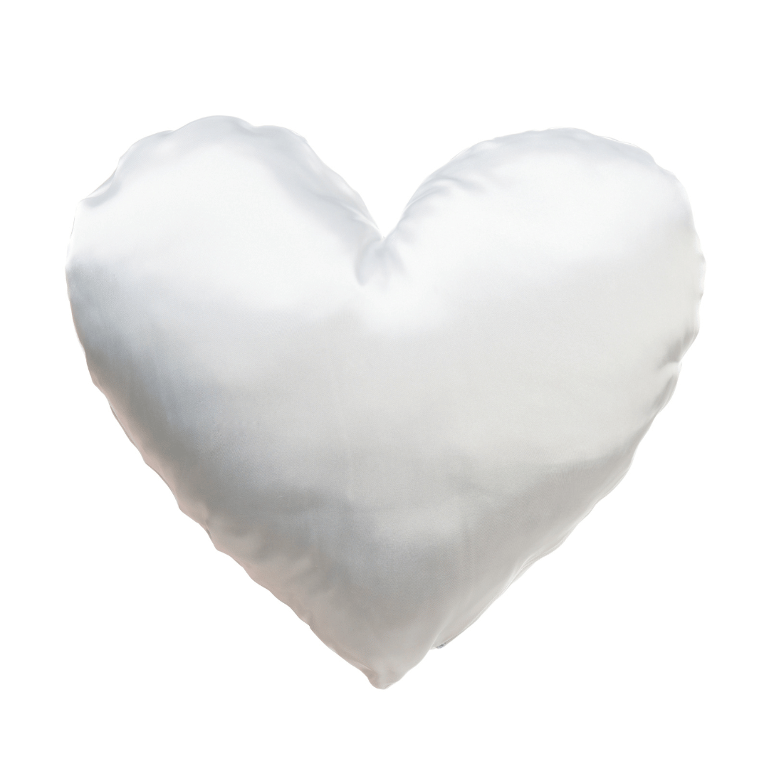 cuscino di raso forma cuore bianco