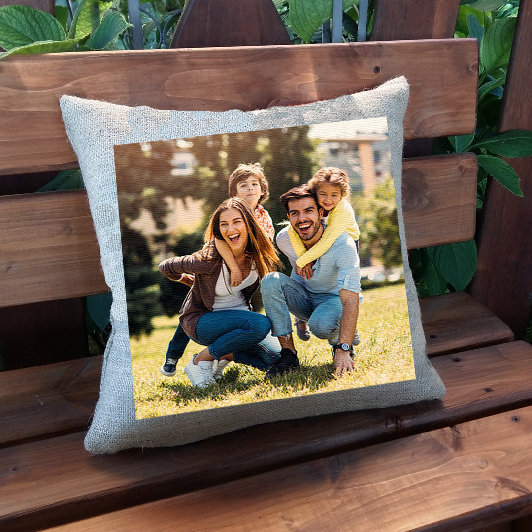 cuscino juta personalizzabile con immagini e testi