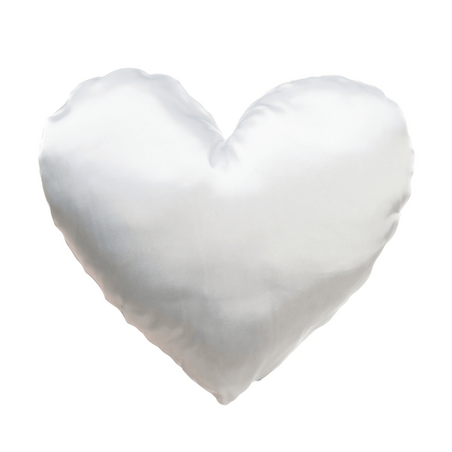 cuscino di raso forma cuore bianco
