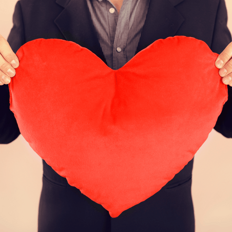 cuscino forma cuore di raso stampabile con foto e immagini